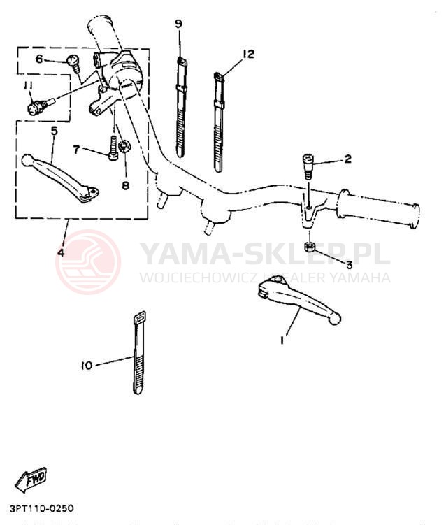 Schemat "Kierownica i osprzęt" do Yamaha Y-ZINGER PW50B