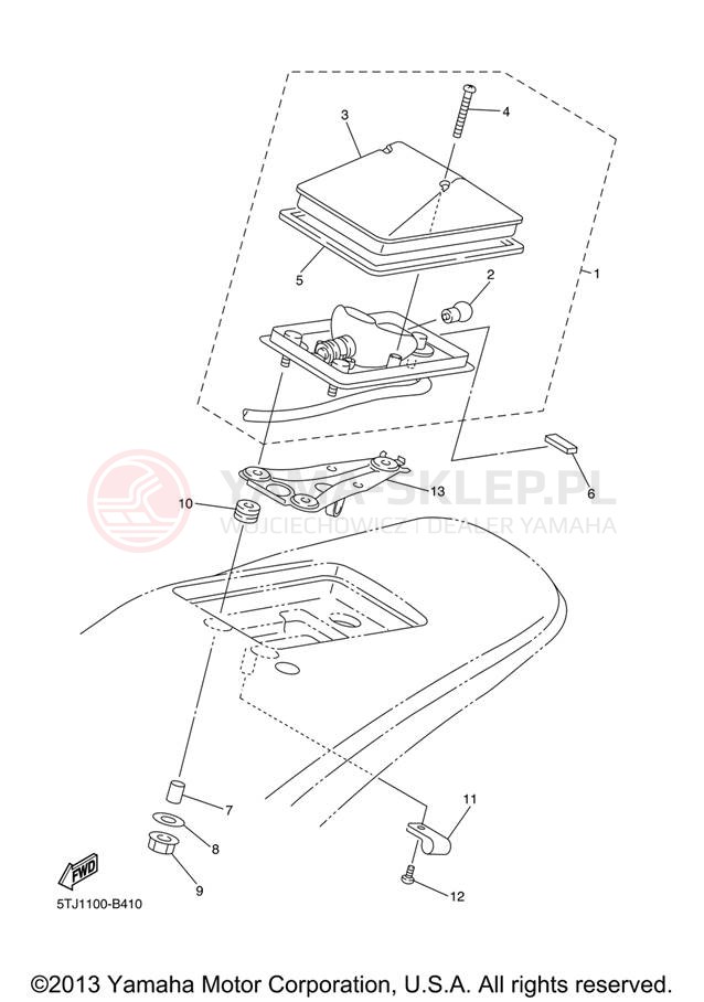 Schemat "lampa tył" do Yamaha WR450F WR450FV