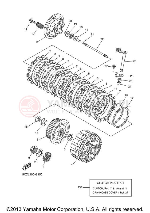Schemat "sprzęgło" do Yamaha YZ250F YZ250FXL/YZ250FXW