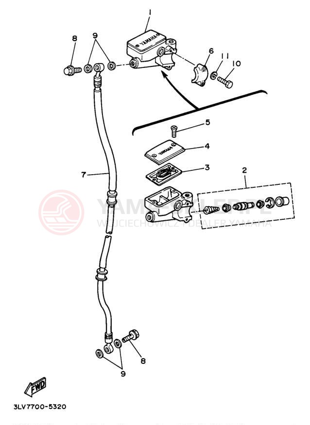 Schemat "Pompa hamulcowa przednia" do Yamaha VIRAGO 250 XV250N/XV250NC