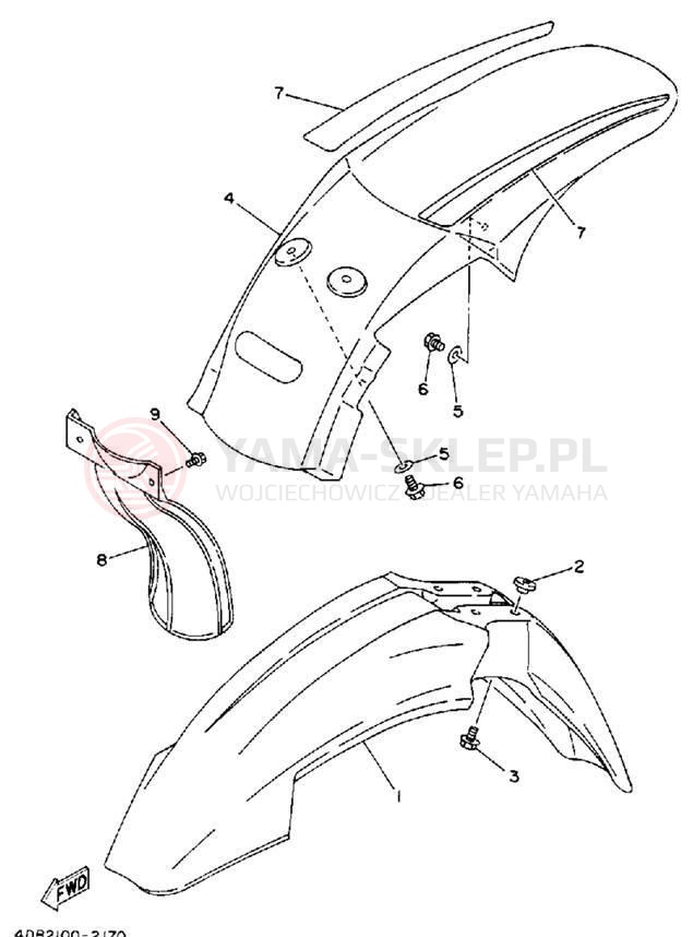 Schemat "błotnik" do Yamaha YZ250D1