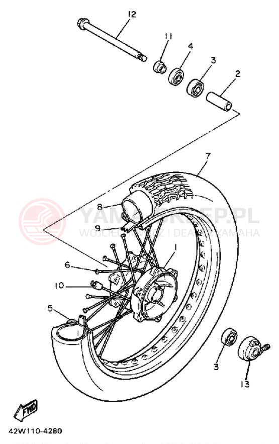 Schemat "Koło przód" do Yamaha VIRAGO 700 XV700NC/XV700N
