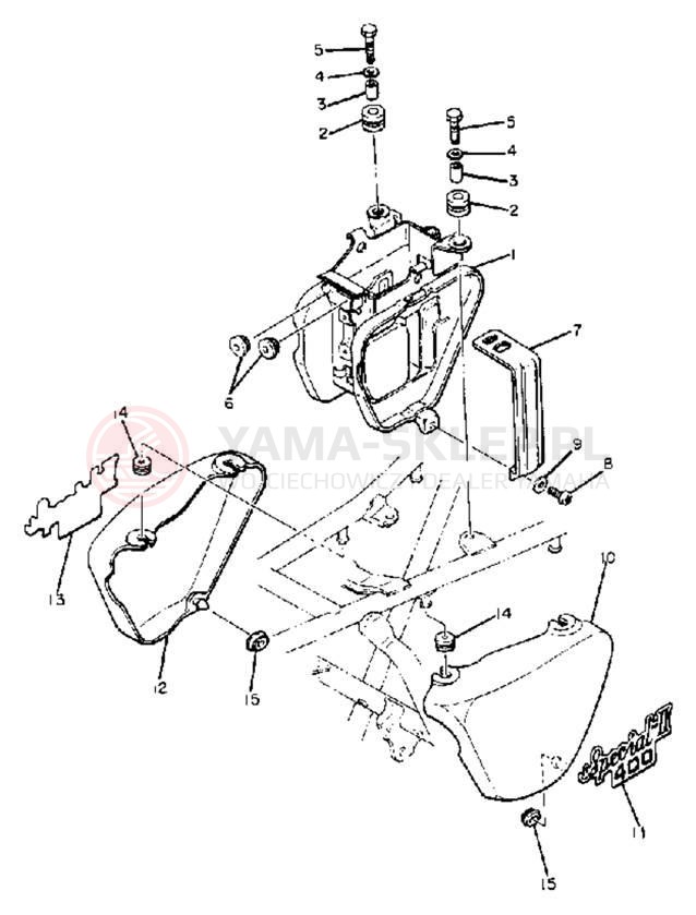 Schemat "Pokrywa boczna" do Yamaha XS400G