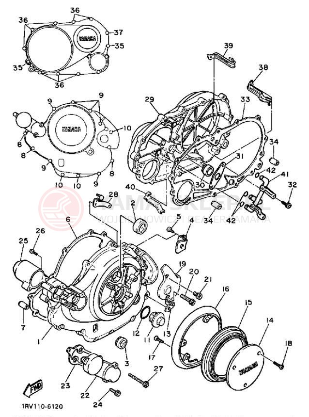 Schemat "Pokrywa silnika" do Yamaha VIRAGO 1100 XV1100TC/XV1100T