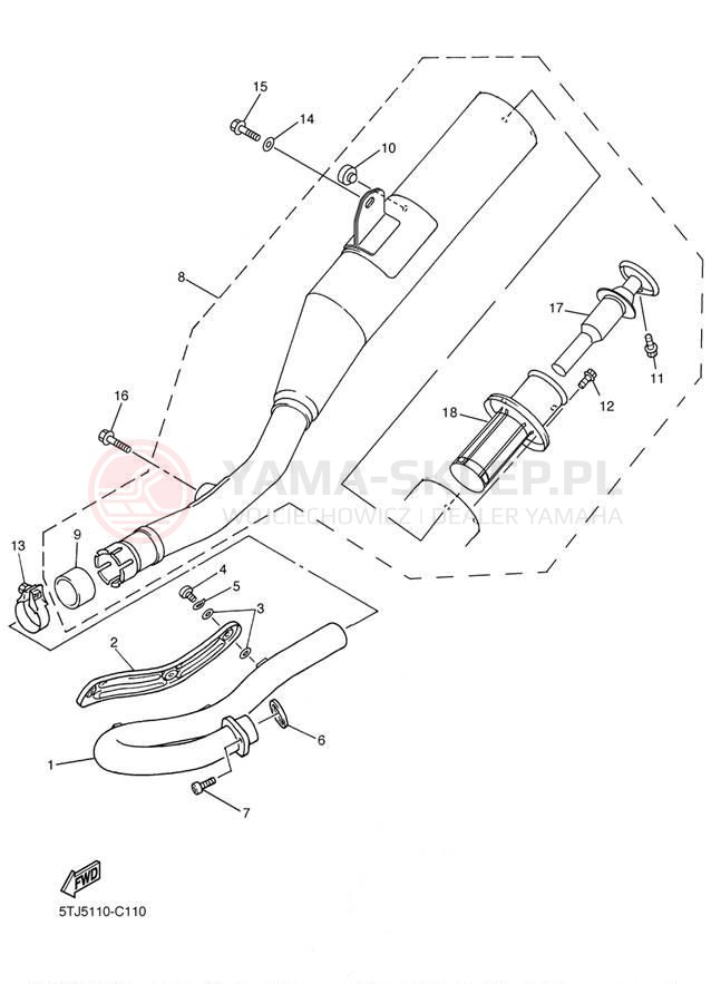 Schemat "Wydech końcowy" do Yamaha WR250F WR250FS