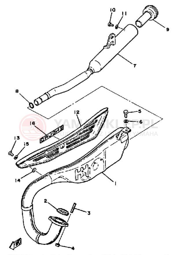 Schemat "Wydech końcowy" do Yamaha DT100J