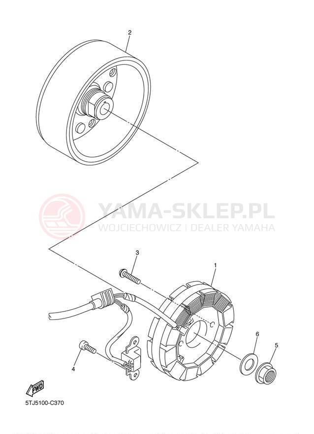 Schemat "prądnica" do Yamaha WR450F WR450FT