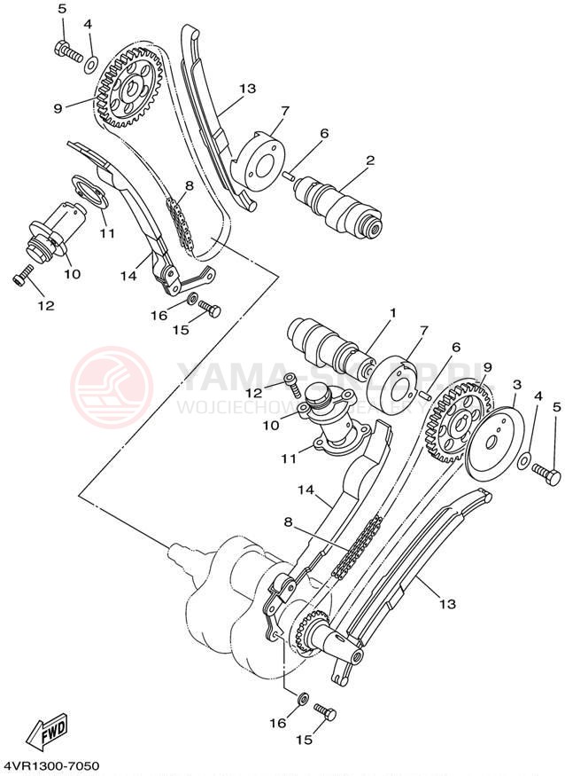 Schemat "Rozrząd - łańcuszek" do Yamaha V-STAR CUSTOM XVS650NC/XVS650N