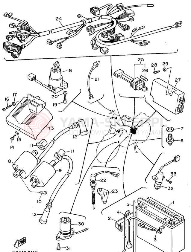 Schemat "układ elektryczny" do Yamaha VIRAGO 750 XV750F/XV750FC