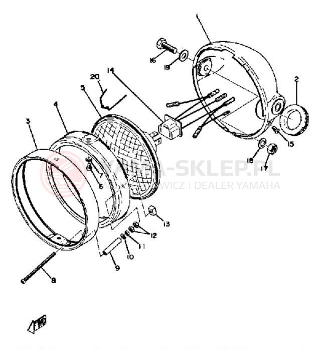 Schemat "Lampa przód" do Yamaha DT360A/DT250A