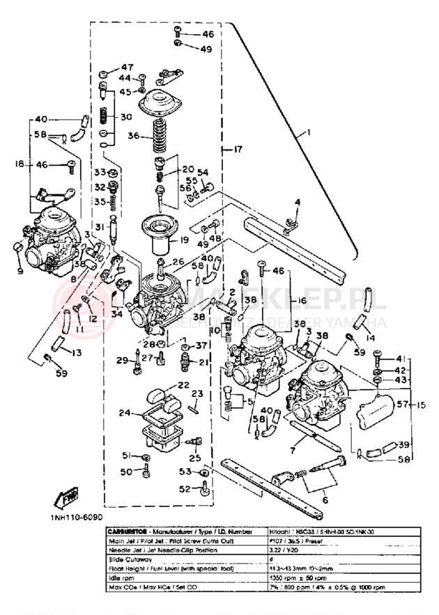 Schemat "Gaźnik" do Yamaha MAXIM XJ700S/XJ700SC
