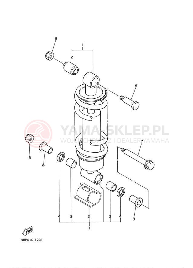 Schemat "zawieszenie tył" do Yamaha SECA II XJ600SFC/XJ600SF