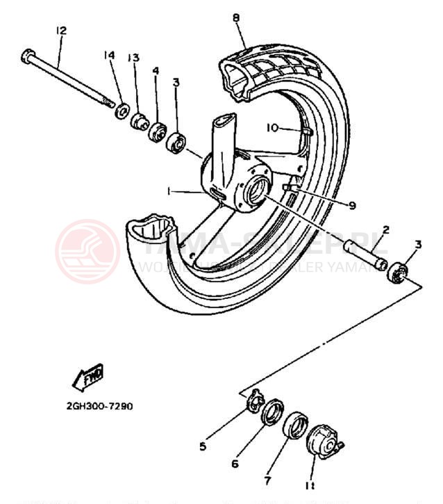 Schemat "Koło przód" do Yamaha FZR750RT