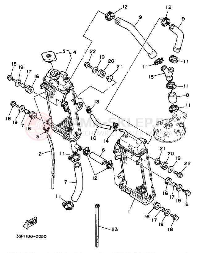 Schemat "Układ chlodzenia" do Yamaha YZ250A
