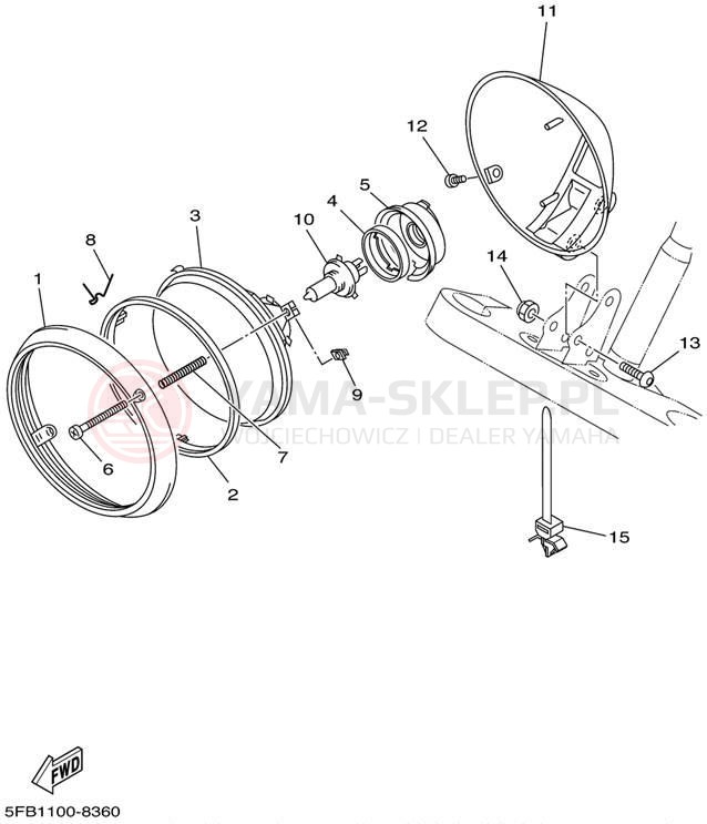 Schemat "Lampa przód" do Yamaha V-STAR 1100 XVS1100L/XVS1100LC