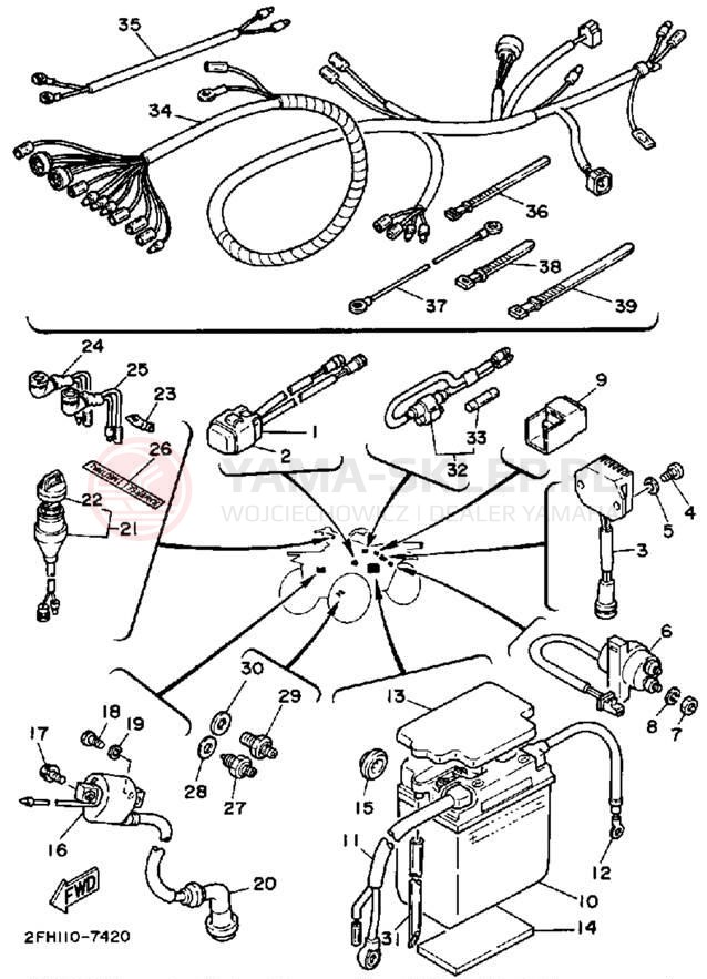 Schemat "układ elektryczny" do Yamaha MOTO-4 YFM200DXT