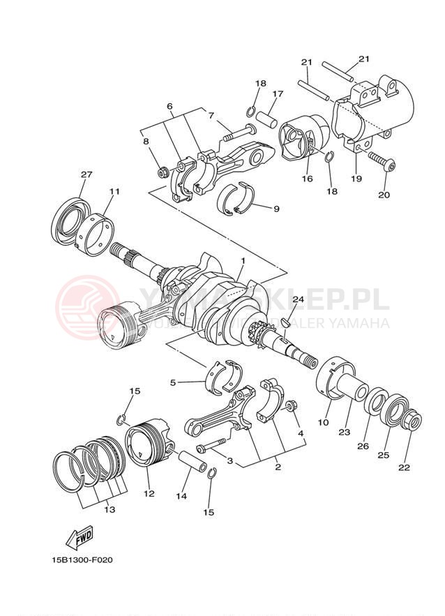 Schemat "Wał korbowy, tłok" do Yamaha TMAX XP500YL