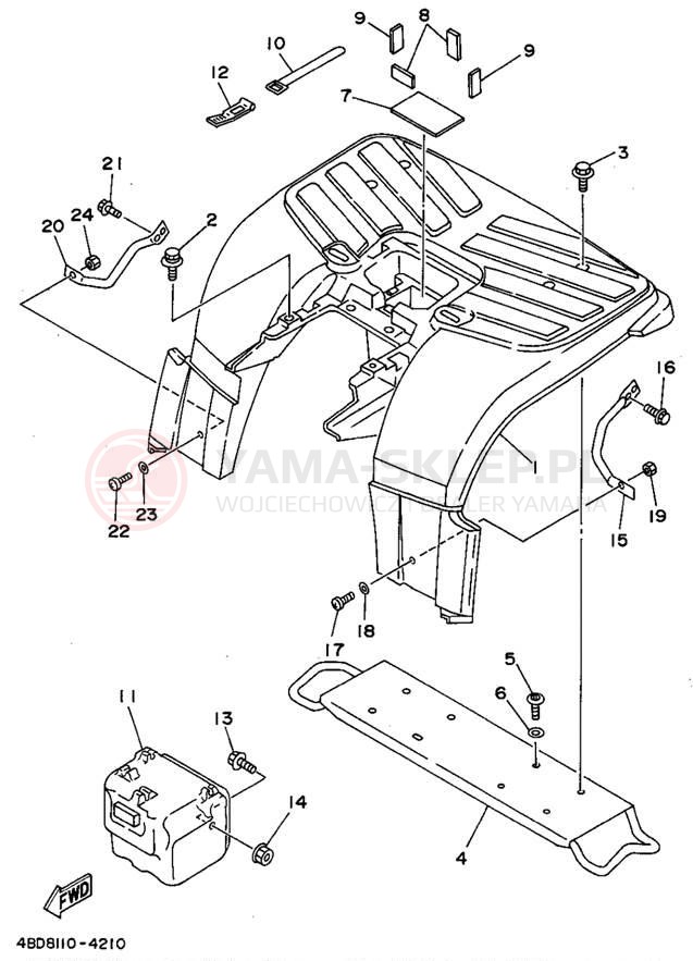 Schemat "Tylny błotnik" do Yamaha TIMBERWOLF 2WD YFB250F