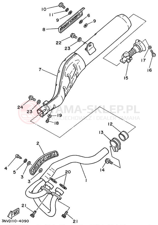 Schemat "Wydech końcowy" do Yamaha XT350L/XT350LC