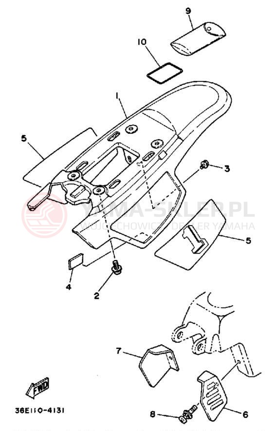 Schemat "Pokrywa boczna" do Yamaha Y-ZINGER PW50T