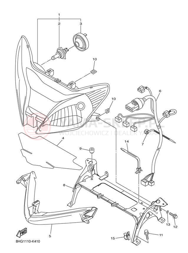 Schemat "Lampa przód" do Yamaha APEX RX10PDW/RX10PDB