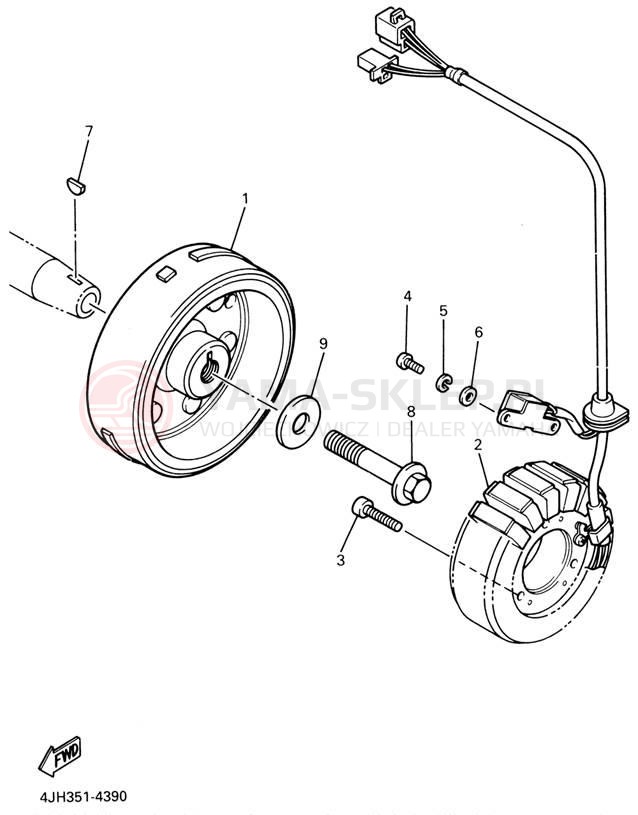 Schemat "prądnica" do Yamaha YZF600R YZF600RRC/YZF600RR