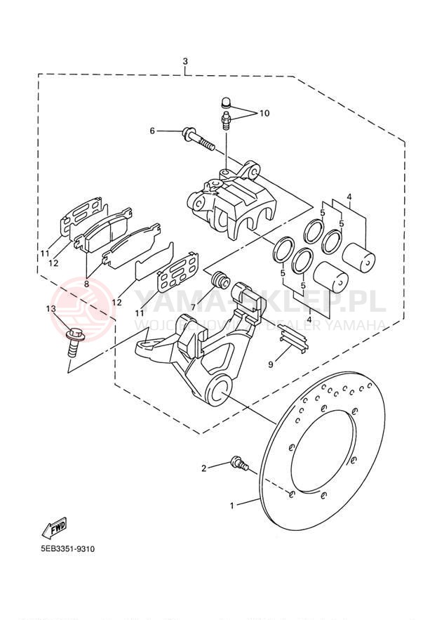 Schemat "Zacisk hamulcowy tylny" do Yamaha YZFR6 YZFR6P/YZFR6PC