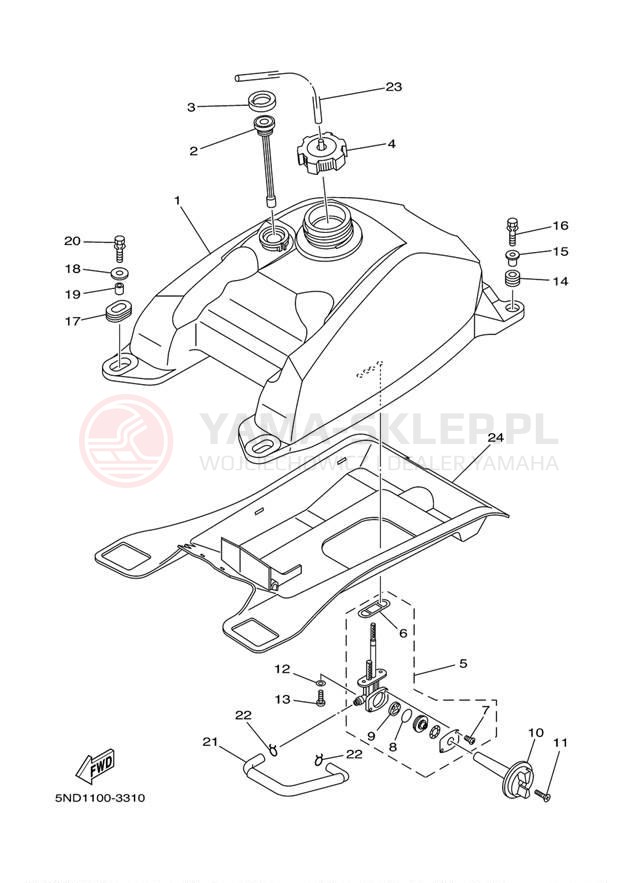 Schemat "zbiornik paliwa" do Yamaha KODIAK 400 4X4 YFM4FAS