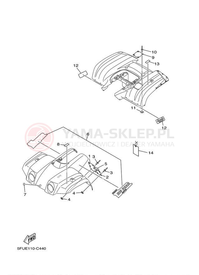 Schemat "naklejki" do Yamaha BIG BEAR 400 4X4 YFM40FS
