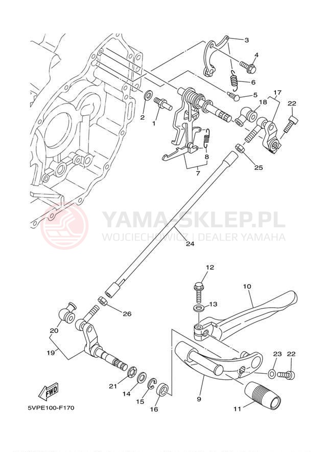 Schemat "Dźwignia zmiany biegów, wałek" do Yamaha ROAD STAR XV17AWYCR/XV17AWYR