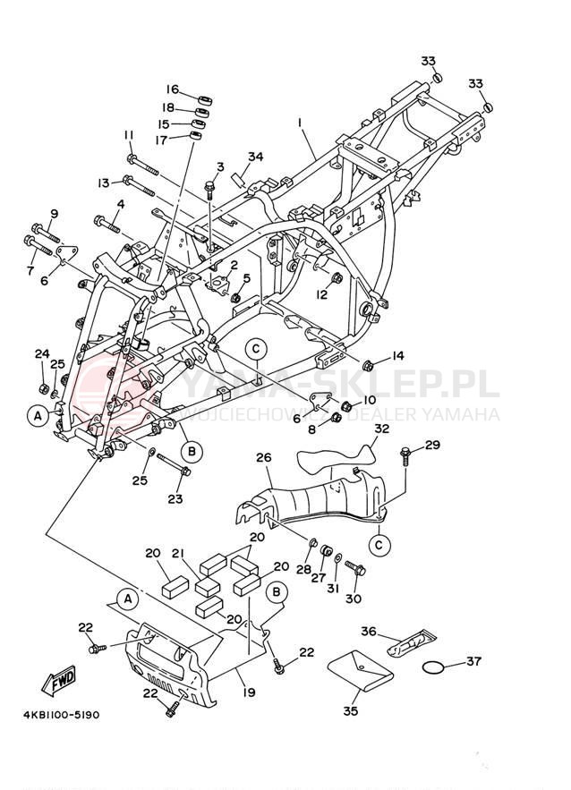 Schemat "rama" do Yamaha WOLVERINE 4X4 YFM35FXS