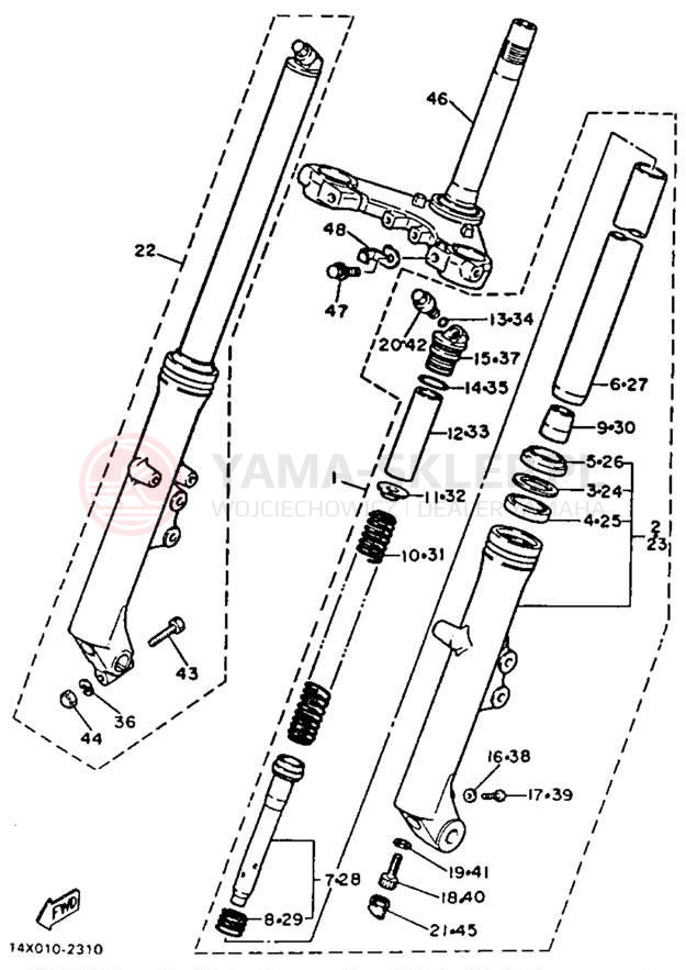 Schemat "Amortyzatory przód" do Yamaha XZ550RK