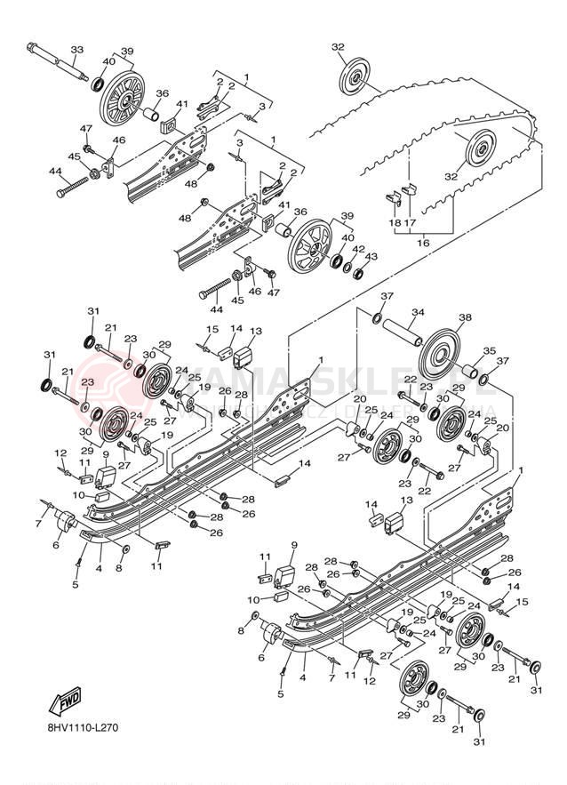 Schemat "Zawieszenie gąsiennicy" do Yamaha RS VECTOR RS90PER/RS90PEL