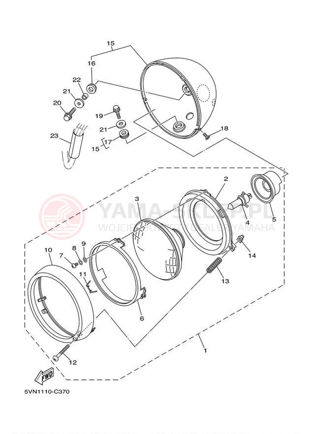 Schemat "Lampa przód" do Yamaha ROAD STAR XV17AWW/XV17AWWC