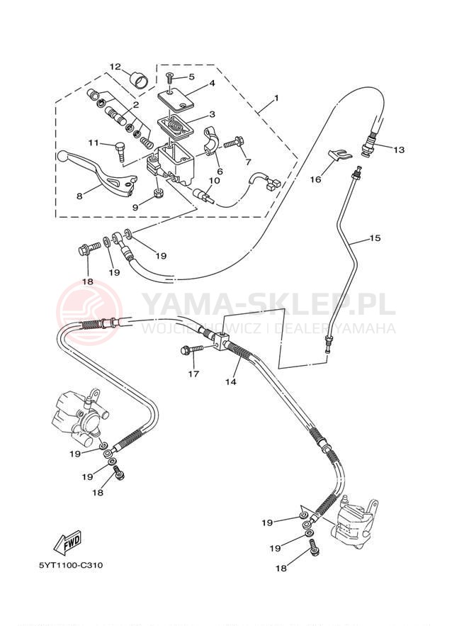 Schemat "Pompa hamulcowa przednia" do Yamaha RAPTOR 350 YFM350RT