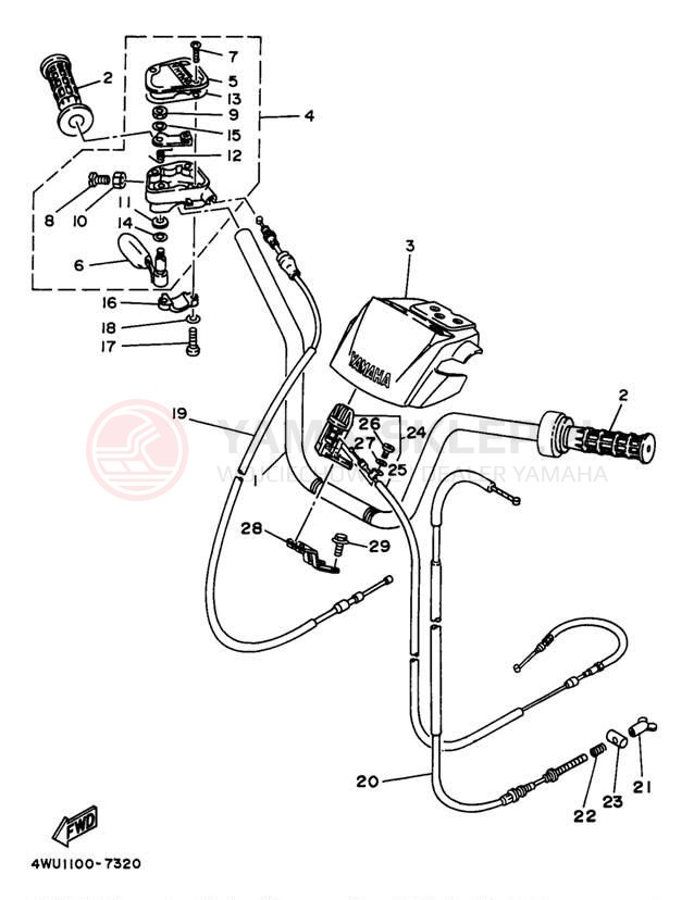 Schemat "Kierownica i osprzęt" do Yamaha BIG BEAR 4WD YFM350FWBJ_MNH