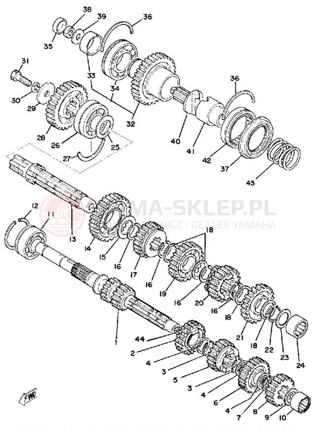 Schemat "Skrzynia biegów " do Yamaha XS750-2D/XS750D