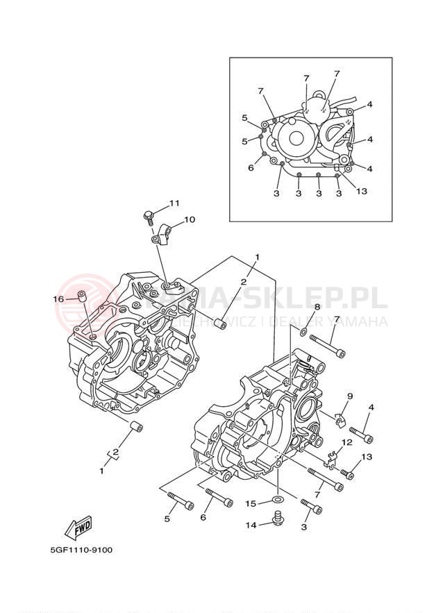 Schemat "Obudowa silnika" do Yamaha TTR250 TTR250M/TTR250MC