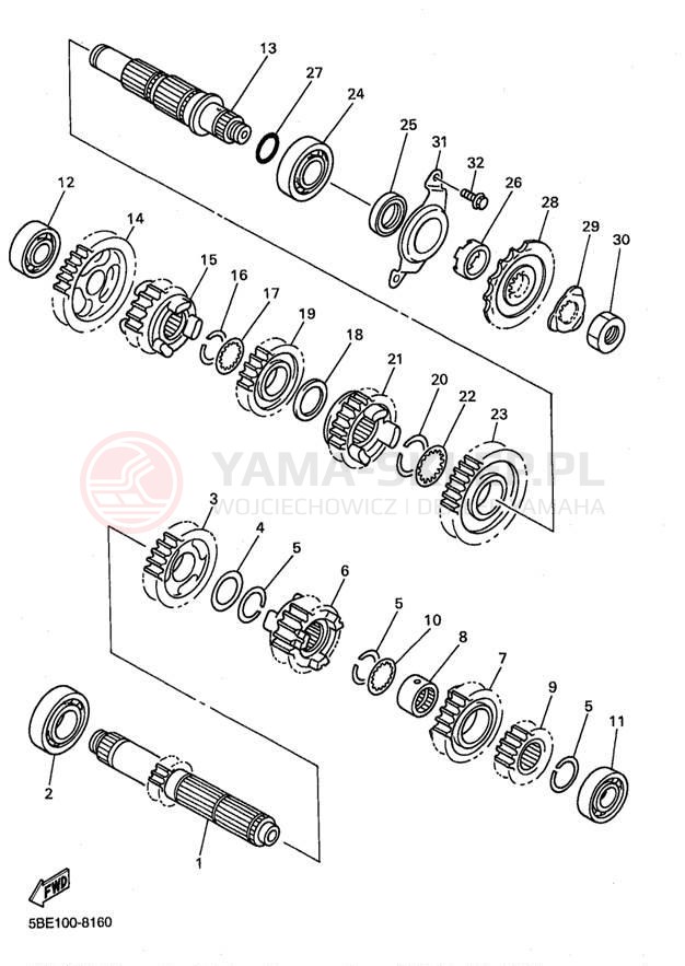 Schemat "Skrzynia biegów " do Yamaha WR400F WR400FK