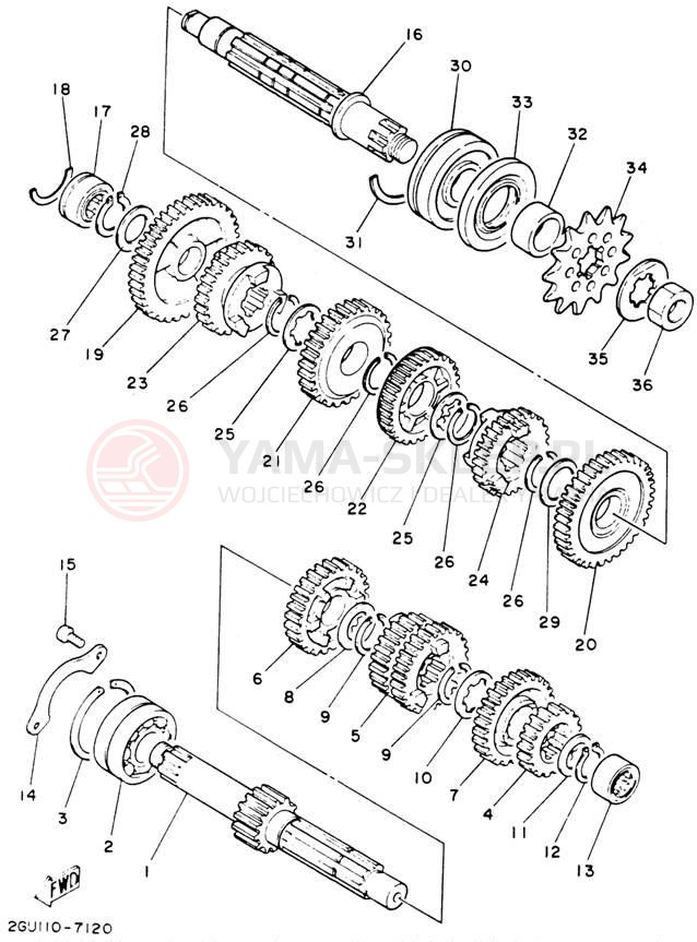 Schemat "Skrzynia biegów " do Yamaha BANSHEE YFZ350F