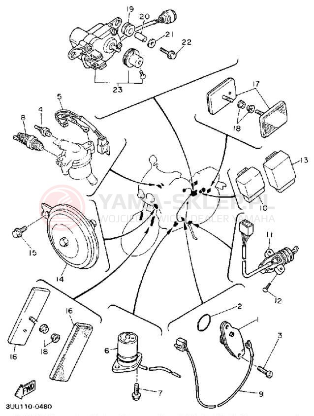 Schemat "układ elektryczny" do Yamaha FZR600RAC
