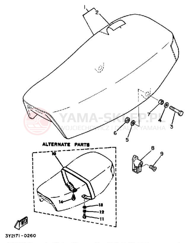 Schemat "siedzenie" do Yamaha XT250K/XT250KC