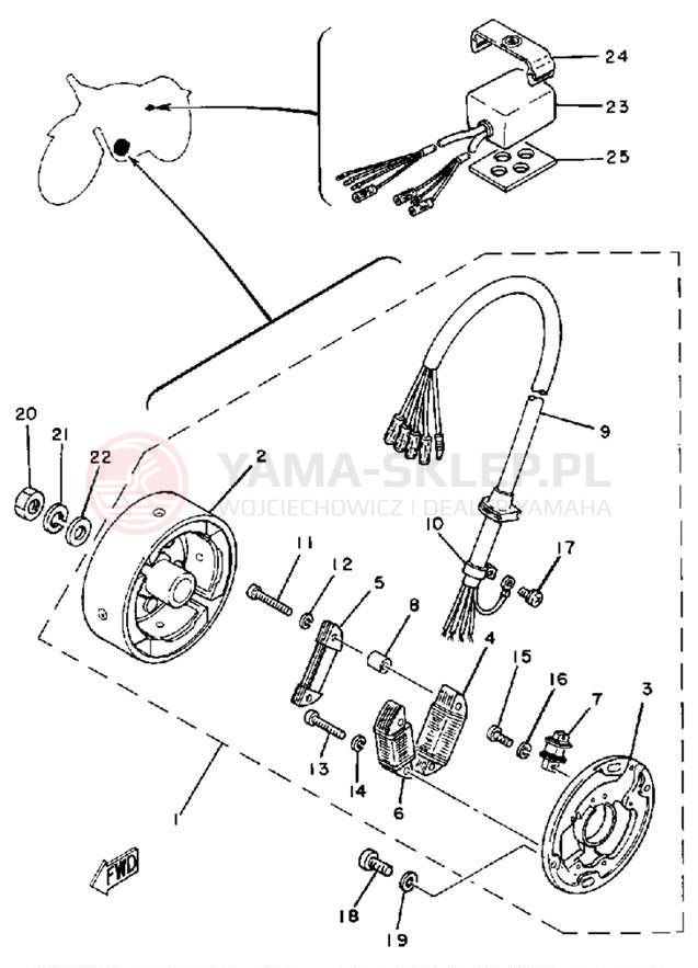 Schemat "Moduł zapłonowy - cewka" do Yamaha IT175H
