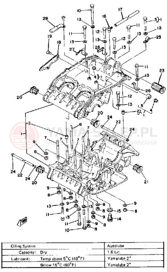 Schemat "Obudowa silnika" do Yamaha RD400F