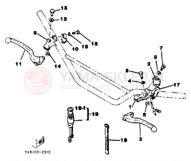 Schemat "Kierownica i osprzęt" do Yamaha IT175J