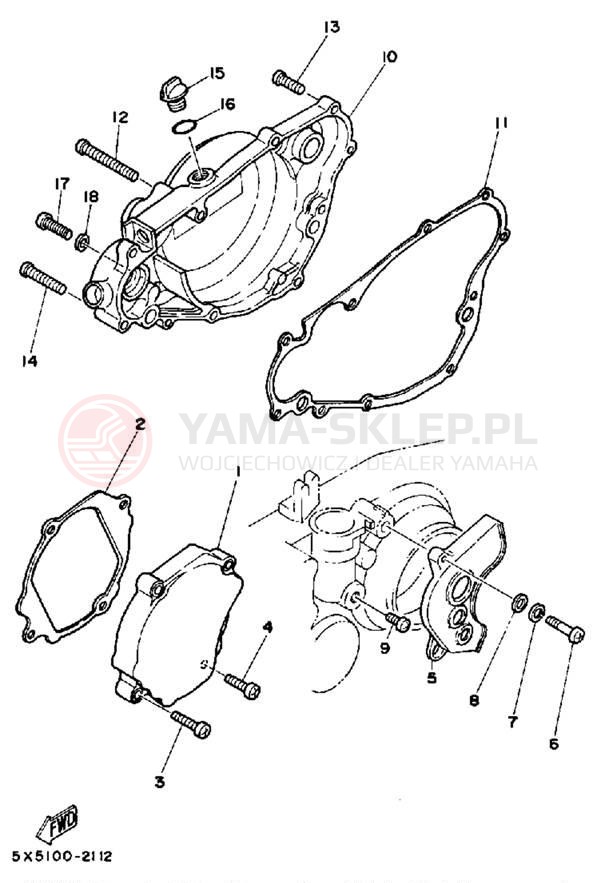 Schemat "Pokrywa silnika" do Yamaha YZ250L