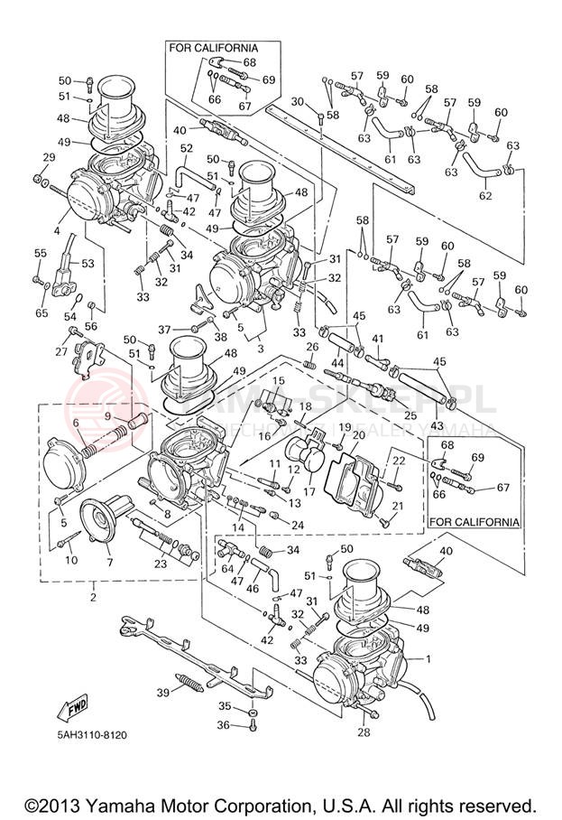Schemat "Gaźnik" do Yamaha YZF600R YZF600RVC/YZF600RV