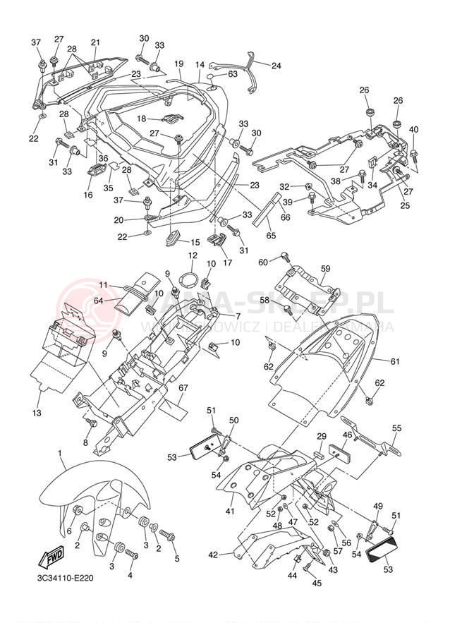 Schemat "błotnik" do Yamaha FZ-1 CA FZS10VC/FZS10V