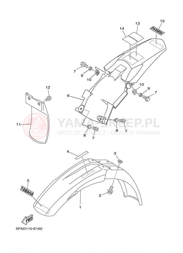 Schemat "błotnik" do Yamaha YZ85 YZ85W1