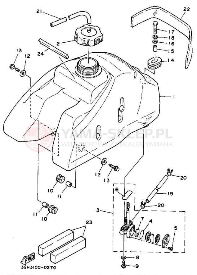 Schemat "zbiornik paliwa" do Yamaha MOTO-4 YFM250A